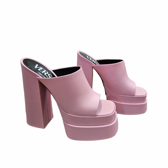 VERSACE Aevitas Platform Mules in Candy Pink Size 38.5 NIB - Picture 6 of 14